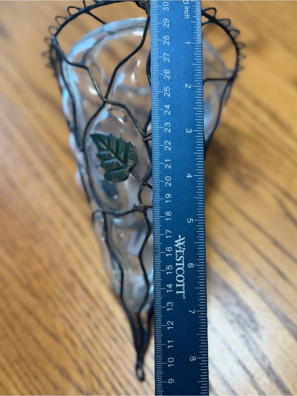 Blown Metal  Caged Glass  Hanging Lantern Or Vase/Planter